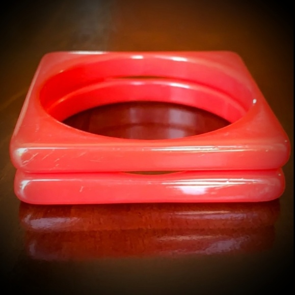 Vintage 1980s Orange Bangle Bracelets - Picture 2 of 4